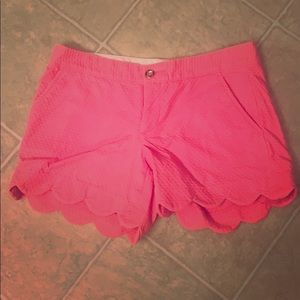Neon pink Lilly scalloped shorts